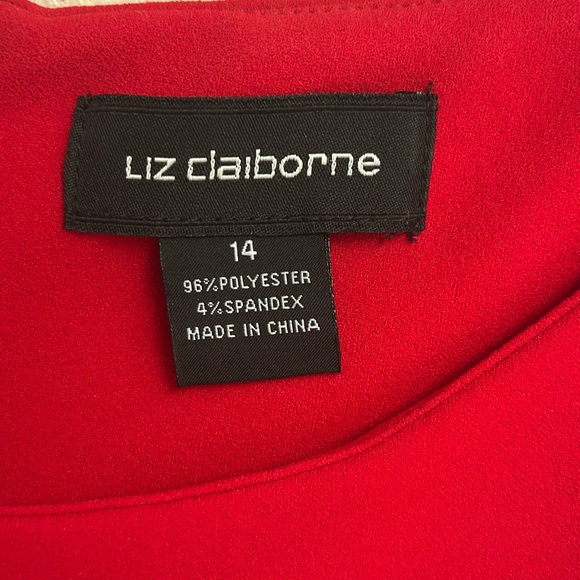 Liz Claiborne Vibrant Red Long Sleeve Dress - Picture 2 of 4